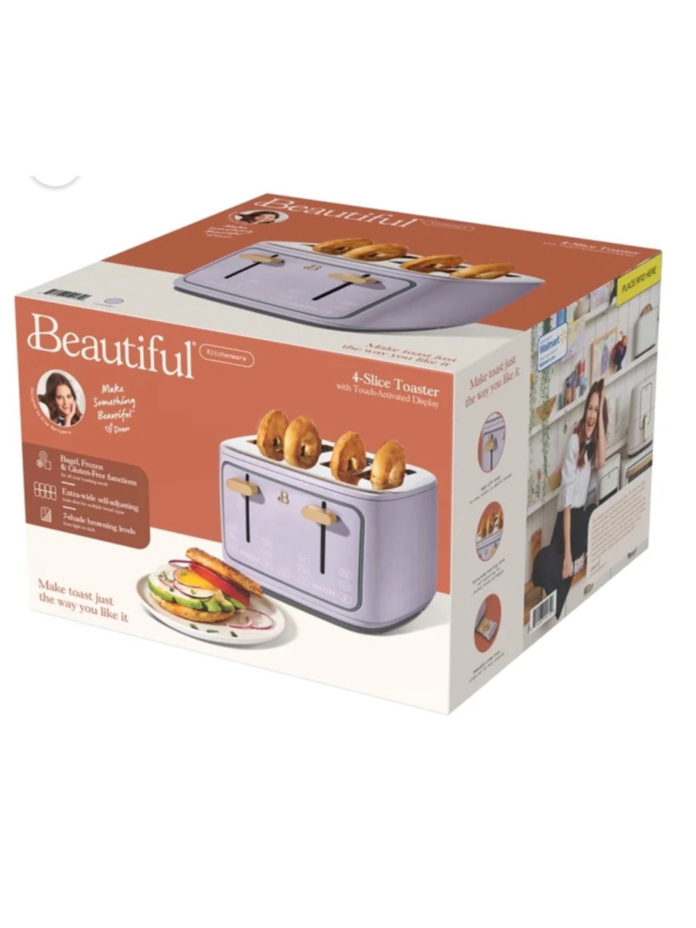 NEW Beautiful 4-Slice Touch-Activated Toaster, Lavender and Gold, One Size